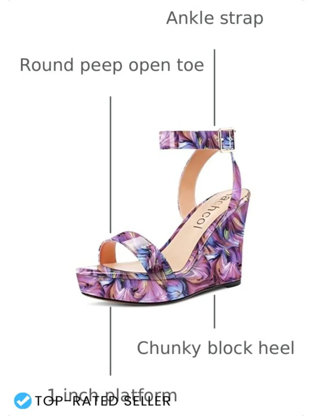 Women Platform Wedge Sandals Open Toe Ankle Strap Slingback Block Heel Chunky